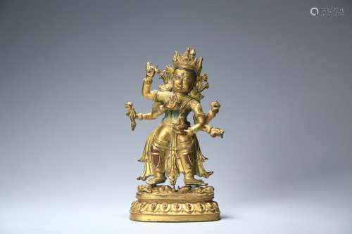 Gilt bronze Buddha statue