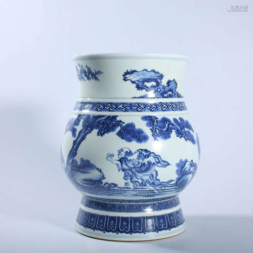 Qing Dynasty Yongzheng Blue and White Zun