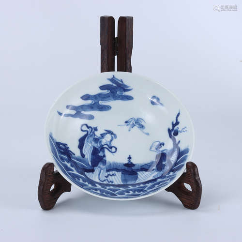 Guangxu Blue and White Sea House Additional Character Plate