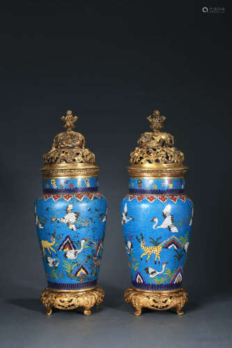 Gilt bronze cloisonné enamel reward bottle