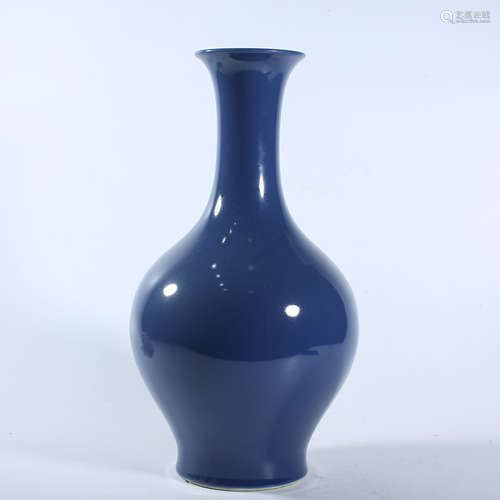 Qing Daoguang Blue Glazed Olive Vase