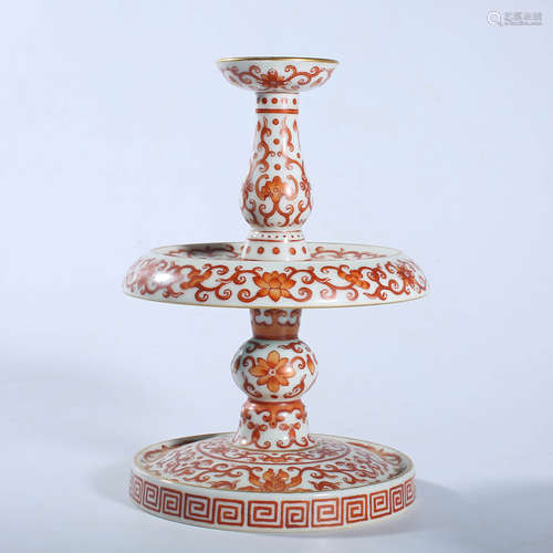 Qianlong Alum Red Candlestick, Qing Dynasty