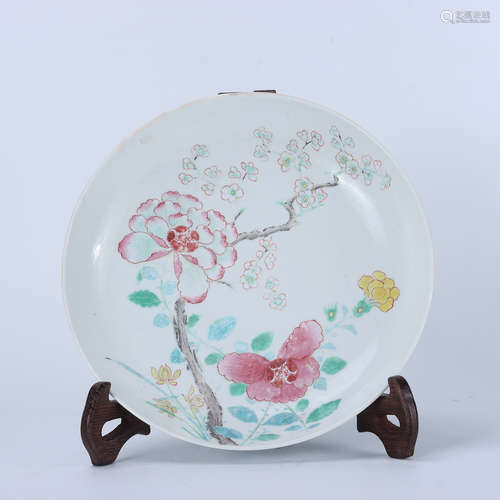 Yongzheng famille rose flower pattern plate