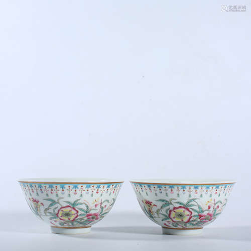 Qing guangxu famille rose flower bowl