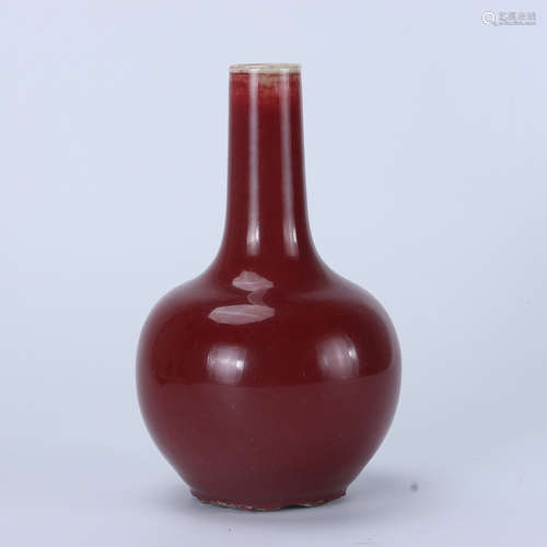 Mid-Qing Dynasty Red Glazed Celestial Vase