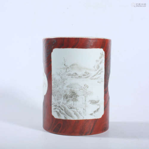 Qing Dynasty Qianlong Ink Color Imitation Wood Grain Glazed ...
