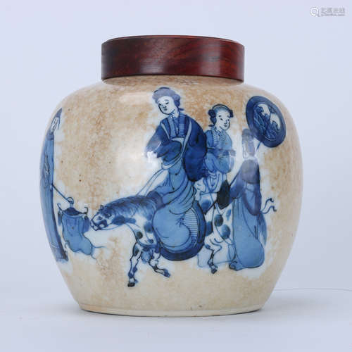 Daoguang Blue and White Lady Guoguo Touring Spring