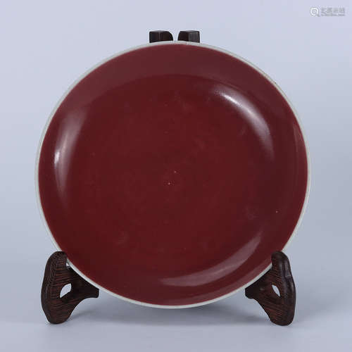 Qianlong Sacrifice Red Glazed Plate