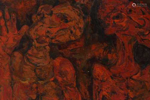 Vincent GONZALEZ (1928-2019) 3 têtes rouges Huile sur toile,...