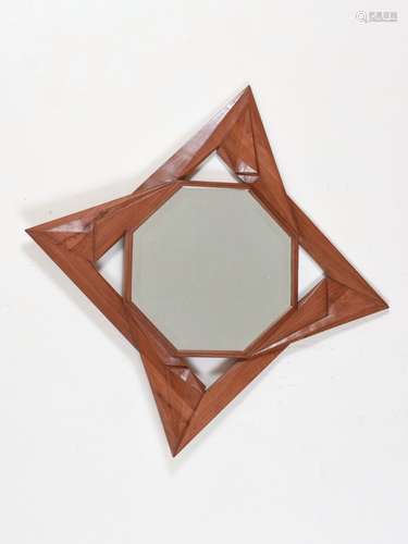 Vincent GONZALEZ (1928-2019) Miroir en bois sculpté et ajour...