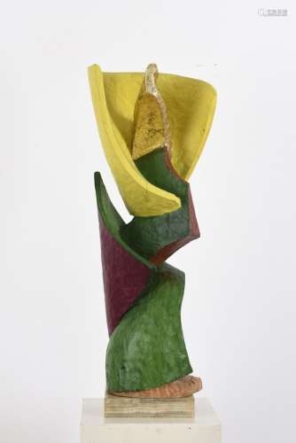 Vincent GONZALEZ (1928-2019) Fleur en chêne sculpté, H : 60 ...