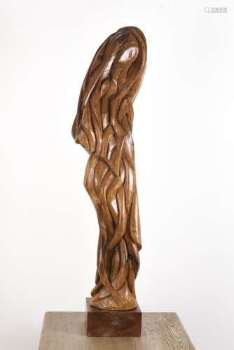Vincent GONZALEZ (1928-2019) Maternité en chêne sculpté, H :...