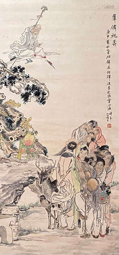 A Chinese Painting of Figures Gathering