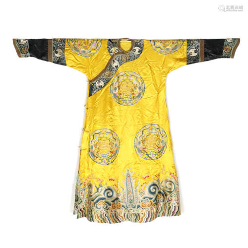 An Embroidered Yellow Ground Dragon Robe