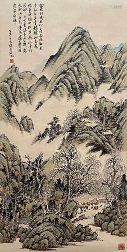 A Chinese Painting of Hut in Wood