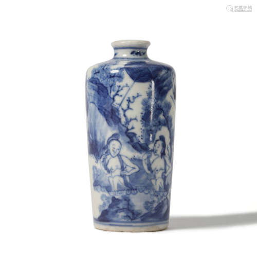 A Blue And White Journey To The West Snuff Bottle