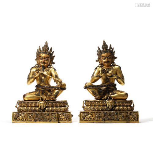 Two Gilt Bronze Figure of Mahasiddhas