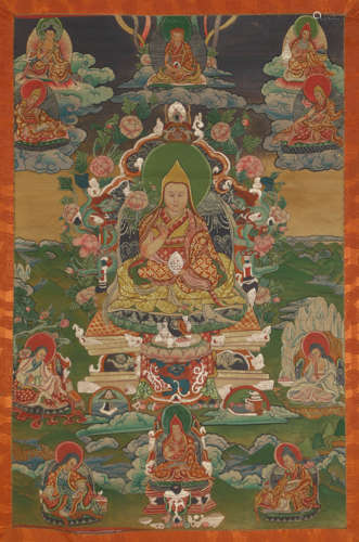 A Thangka of Seated Guru