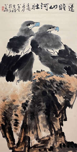 A Chinese Painting Of Eagles Signed Li Kuchan
