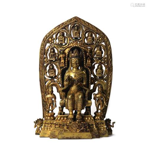 A Swat Style Gilt-Bronze Seated Mahavairocana