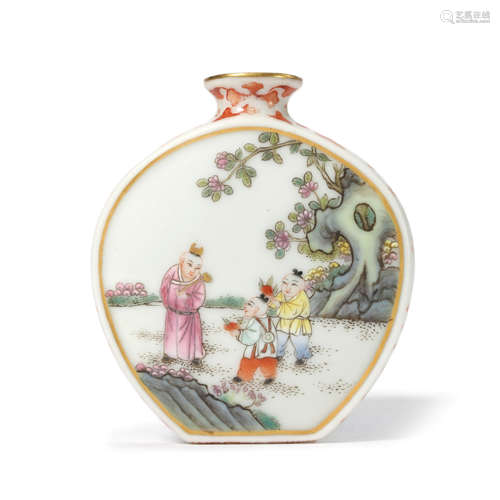 A Famille Rose Kid at Play Snuff Bottle