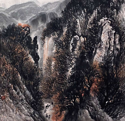A Chinese Painting Of Landscape Signed Shi Lu
