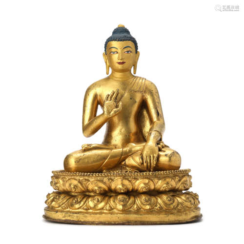 A Gilt-bronze Seated Shakyamuni