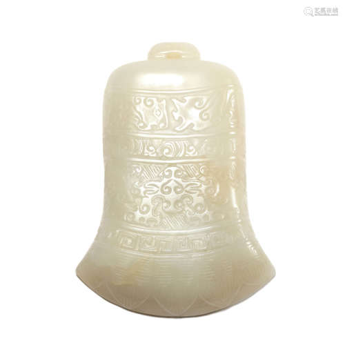 A Carved White Jade Bell Shaped Inkstand