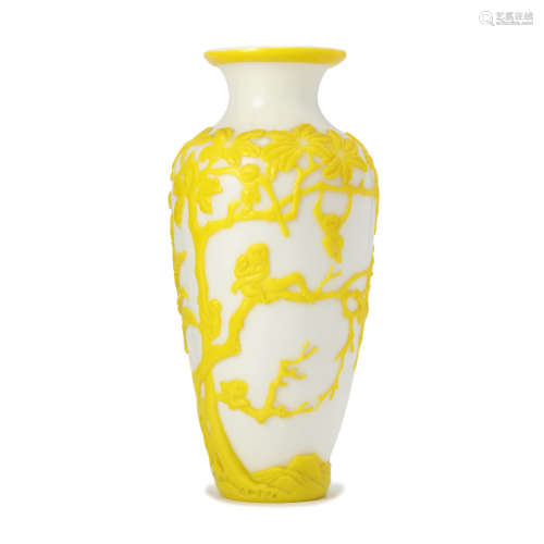 A White Peking Glass Overlay Yellow Vase