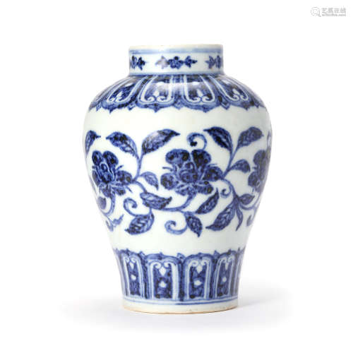 A Blue and White Floral Scrolls Vase