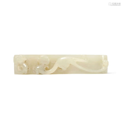 A Carved White Jade Sword Slide