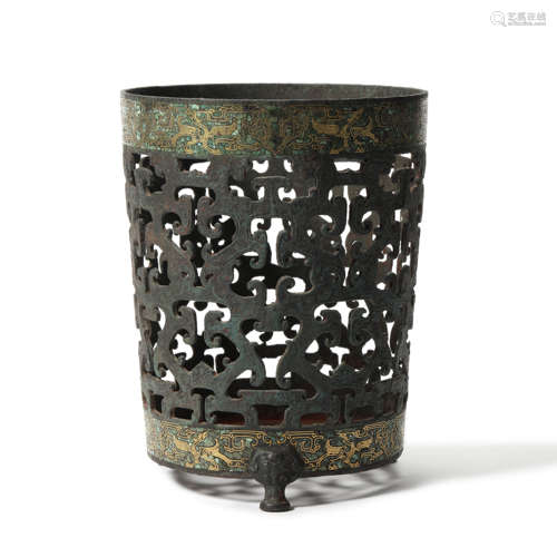 A Gild And Silver Inlaying Kuilong Incense Burner