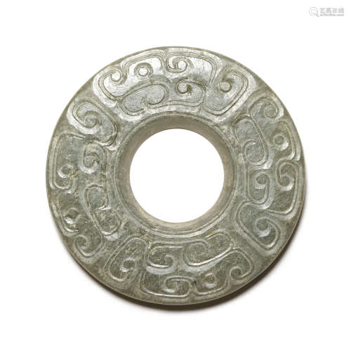 An Incised White Jade Disc