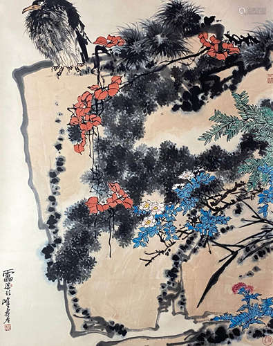 A Chinese Painting Of Flower And Birds Signed Pan Tianshou