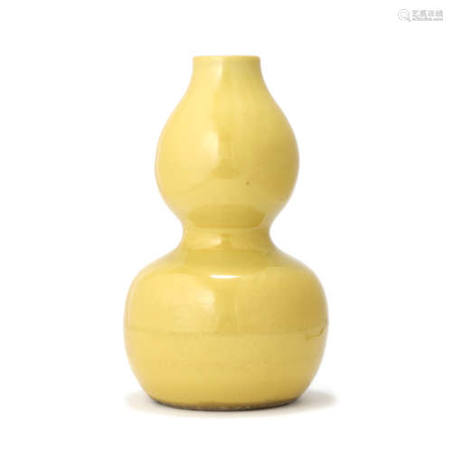 A Yellow Glaze Double-Gourd Shaped Vase