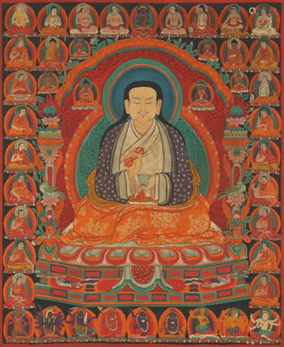 A Thangka of Seated Guru