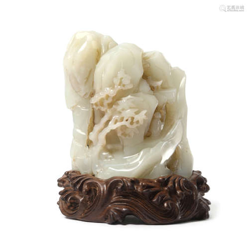 A Carved Hetian Jade Landscape Boulder