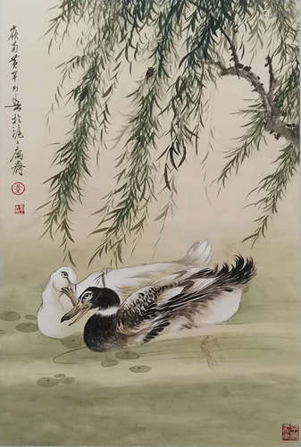 A Chinese Painting Of Flower And Birds Signed Huang Huanwu