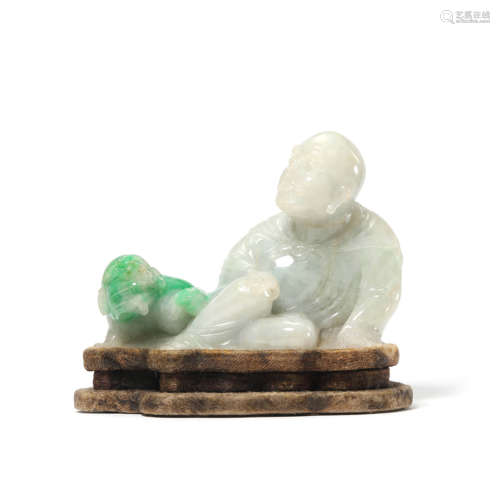 A Carved Jadeite Seated Arhat