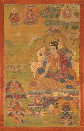 A Thangka of Seated Lama