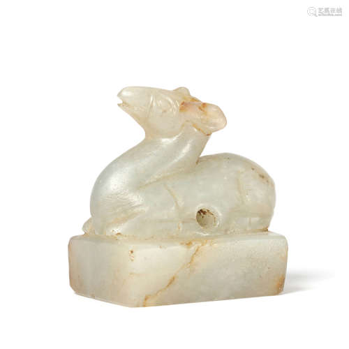 A Carved White Jade Deer