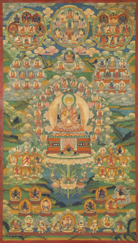 A Thangka of Seated Guru