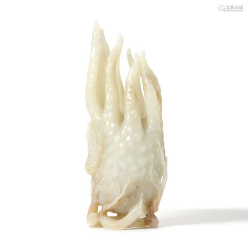 A Carved White Jade Fingered Citron