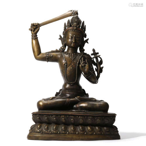 A Bronze Seated Figure Of Manjushri