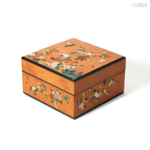 A Hard-stones Inlaid Bamboo Box