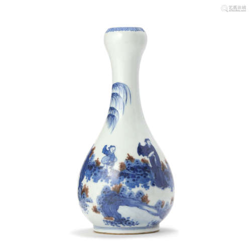 An Underglaze Blue And Copper Red Glaze Figural Vase