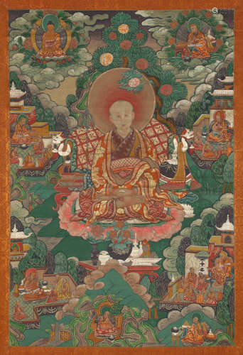 A Thangka of Seated Lama