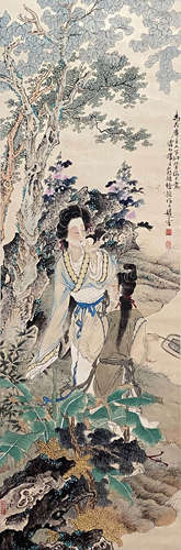 A Chinese Painting of Ladies in riverbank