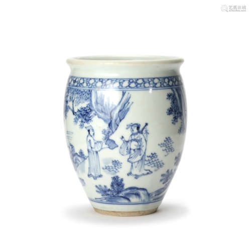 A Blue And White Figural Jar