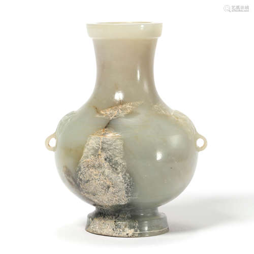 A Carved White Jade Globular Vase